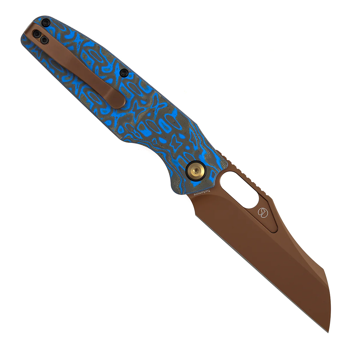 Tenable Tuckamore Folding Knife | 3.54" Rose Gold Nitro V | Blue & Yellow Vortex Micarta | Jonathan Styles Design - B1052A3 - Image 5