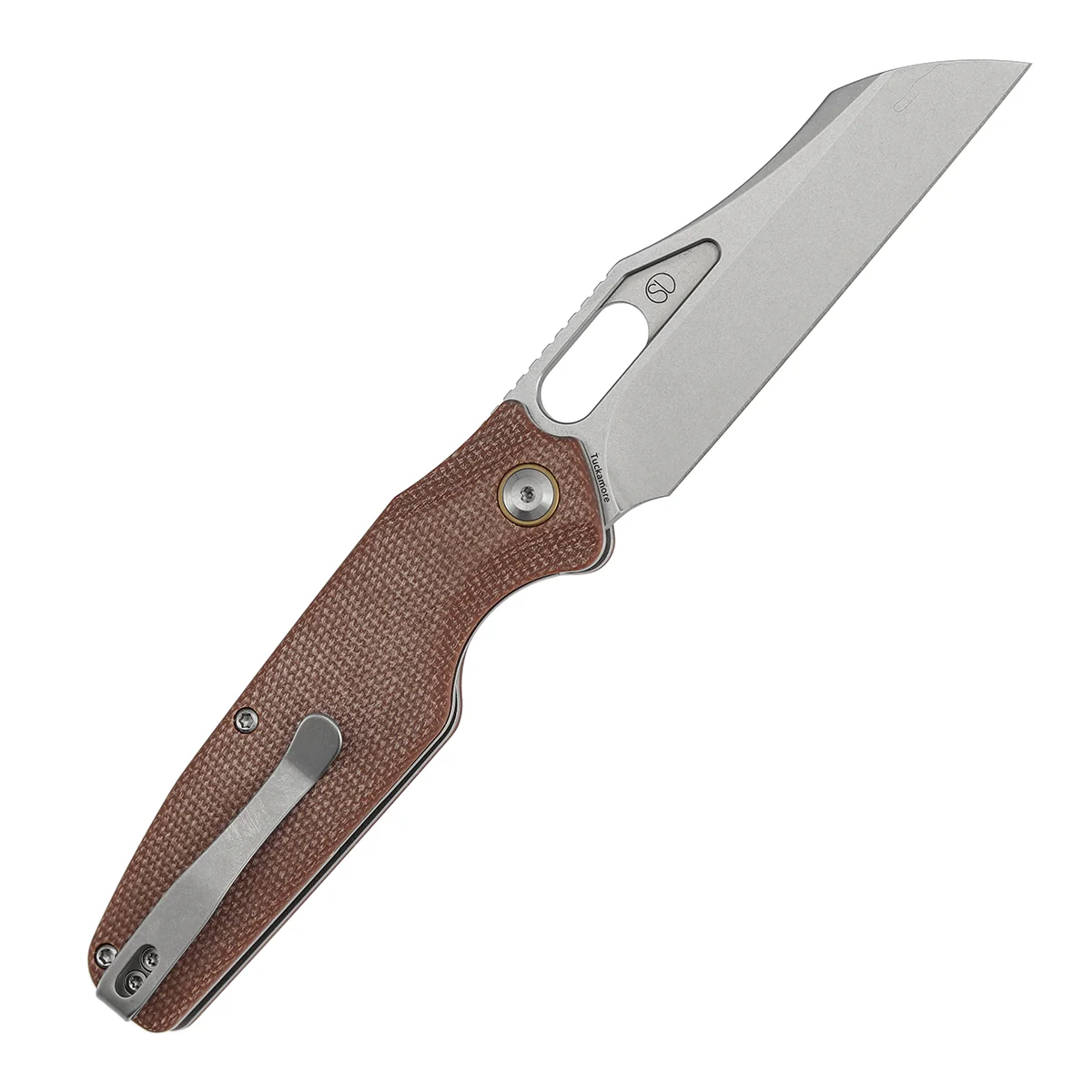 Tenable Tuckamore Folding Knife | 3.54" Stonewashed Nitro V | Brown Micarta | Jonathan Styles Design - B1052A2 - Image 4