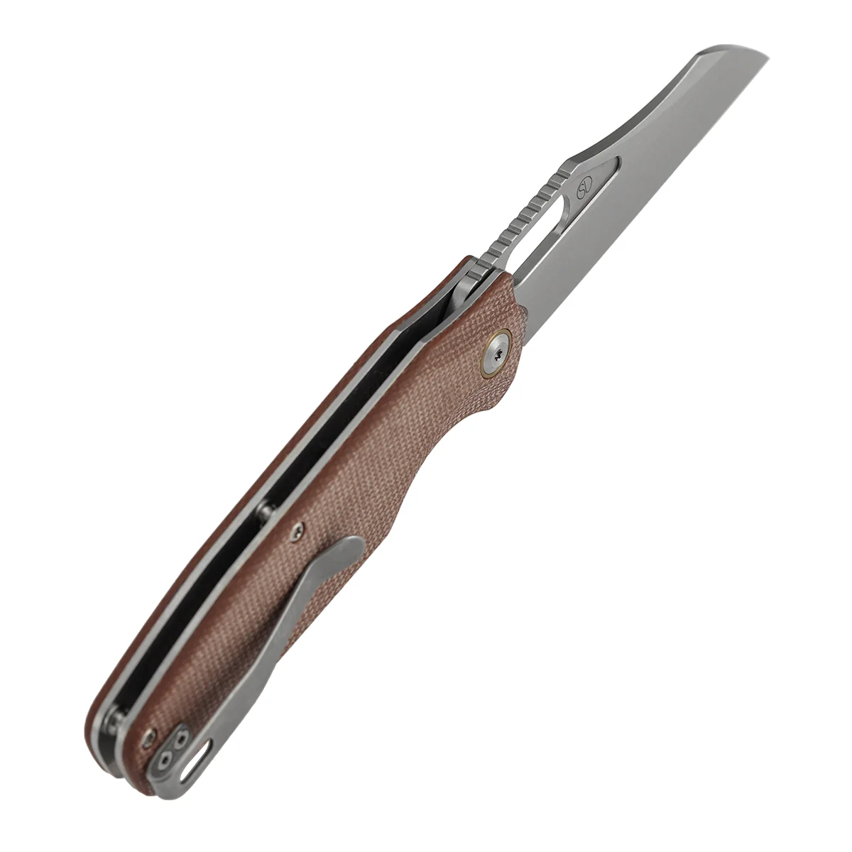 Tenable Tuckamore Folding Knife | 3.54" Stonewashed Nitro V | Brown Micarta | Jonathan Styles Design - B1052A2 - Image 6