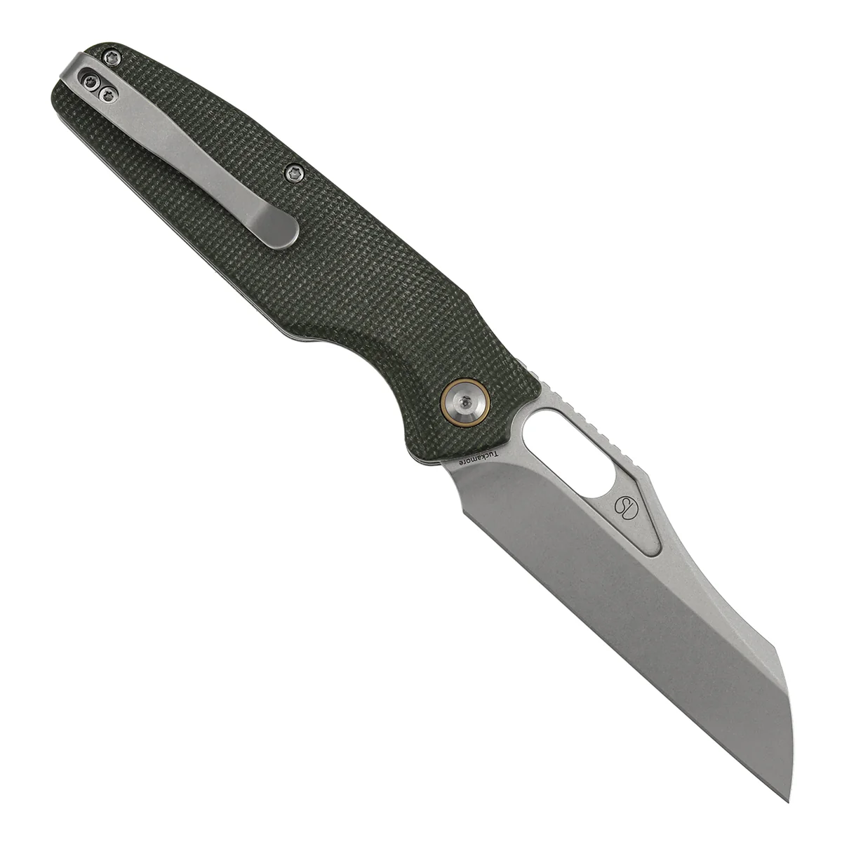 Tenable Tuckamore Folding Knife | 3.54" Stonewashed Nitro V | Green Micarta | Jonathan Styles Design - B1052A1 - Image 5