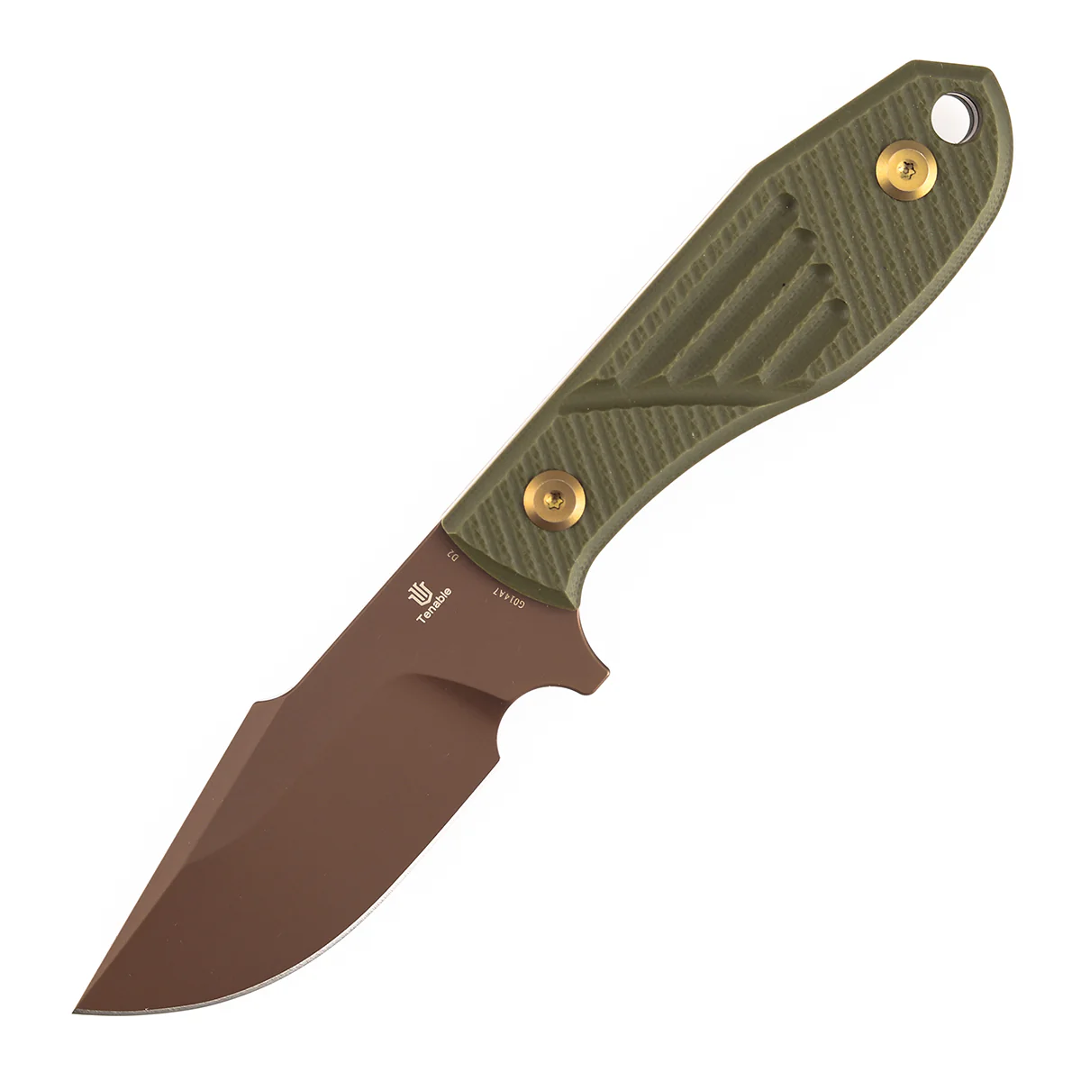 Tenable Tiny Dancer Fixed Blade Knife | 3.17" Rose Gold D2 Blade | Olive Green G10 Handle | JB Stout Design | G014A7 - Image 2