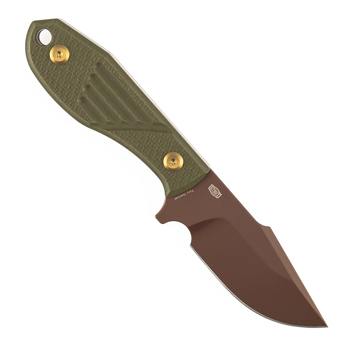 Tenable Tiny Dancer Fixed Blade Knife | 3.17" Rose Gold D2 Blade | Olive Green G10 Handle | JB Stout Design | G014A7 - Image 3