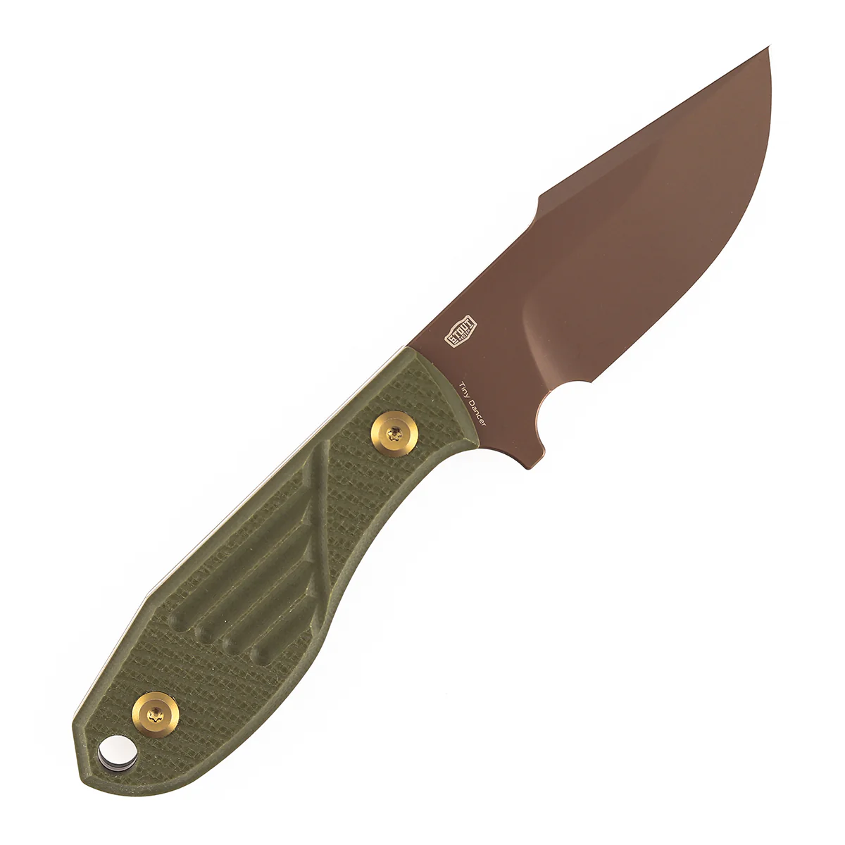 Tenable Tiny Dancer Fixed Blade Knife | 3.17" Rose Gold D2 Blade | Olive Green G10 Handle | JB Stout Design | G014A7 - Image 5