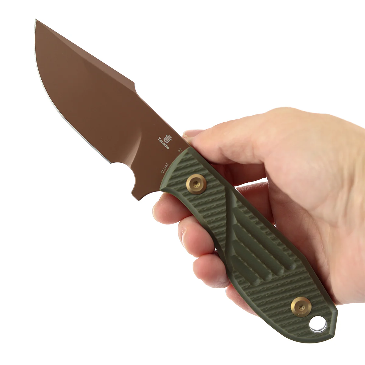 Tenable Tiny Dancer Fixed Blade Knife | 3.17" Rose Gold D2 Blade | Olive Green G10 Handle | JB Stout Design | G014A7 - Image 6