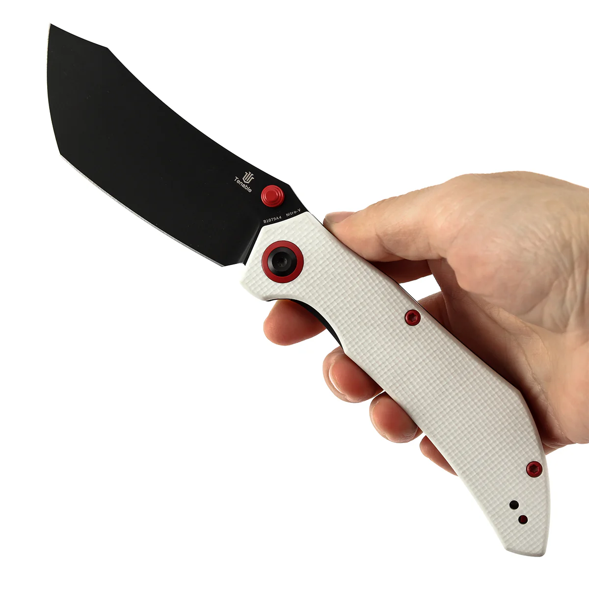 Tenable Tipper Folding Knife | 3.39'' Blackwash Nitro V Blade | White G10 Handle | Edgy Bladeworks Design | B1079A4 - Image 9