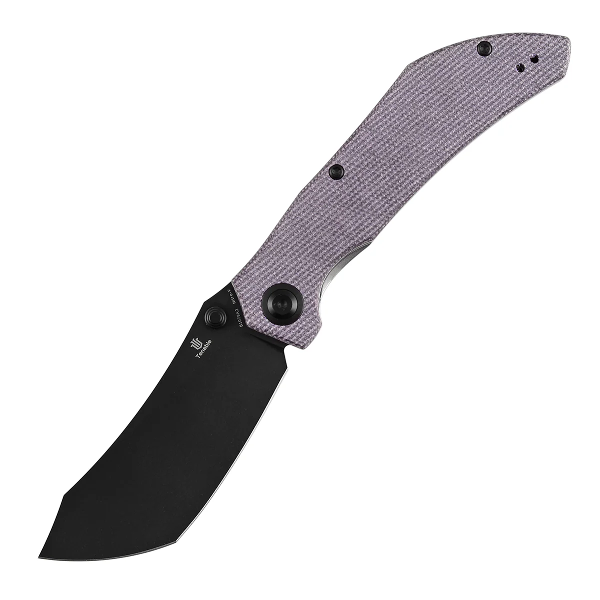 Tenable Tipper Folding Knife | 3.39'' Blackwash Nitro V Blade | Purple Micarta Handle | Edgy Bladeworks Design | B1079A2 - Image 2