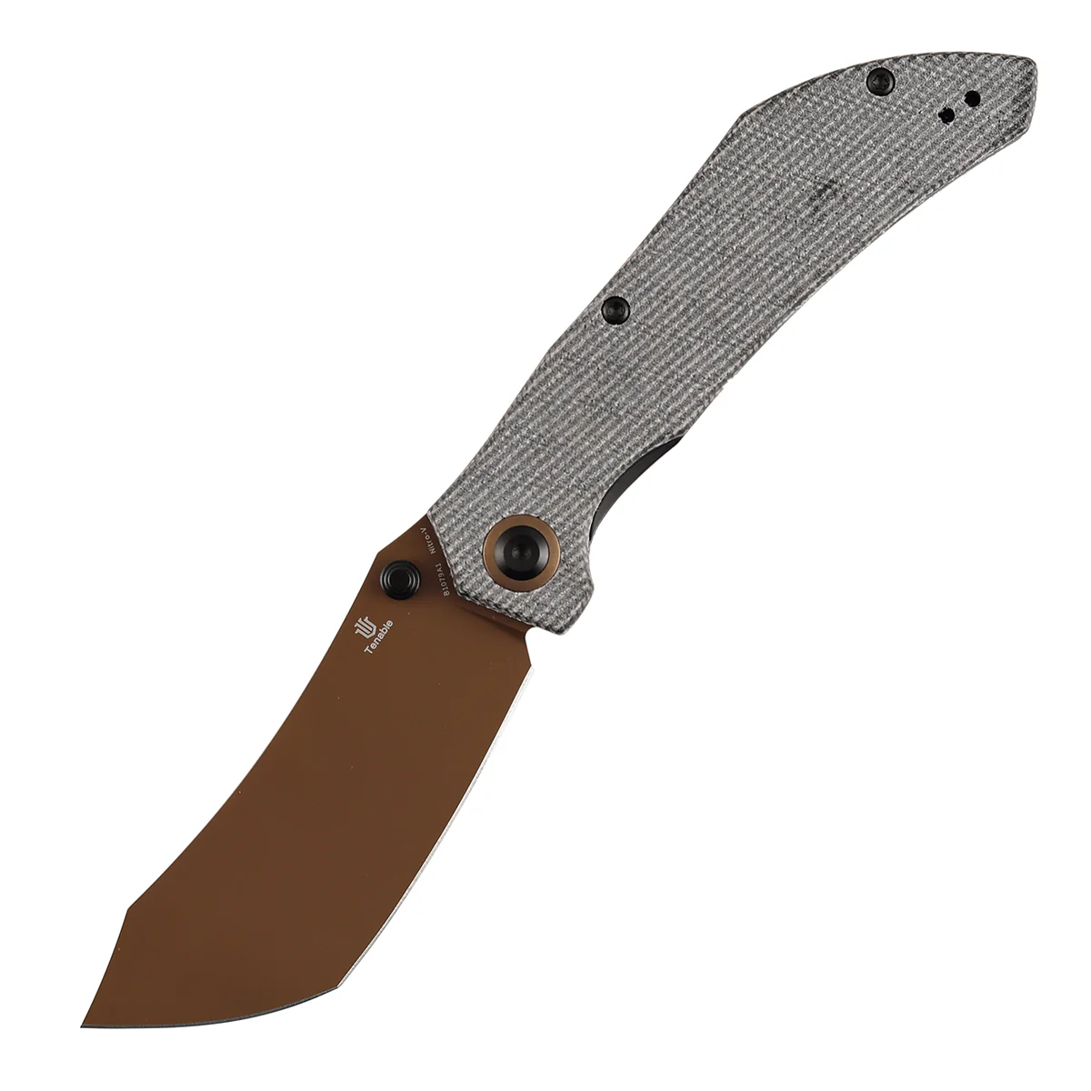 Tenable Tipper Folding Knife | 3.39'' Rose Gold Nitro V Blade | Black Micarta Handle | Edgy Bladeworks Design | B1079A1 - Image 2